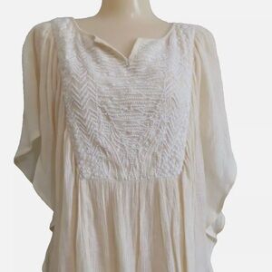 Sundance Blouse Womens Small Cream Embroidered Beaded Batwing Boho Top